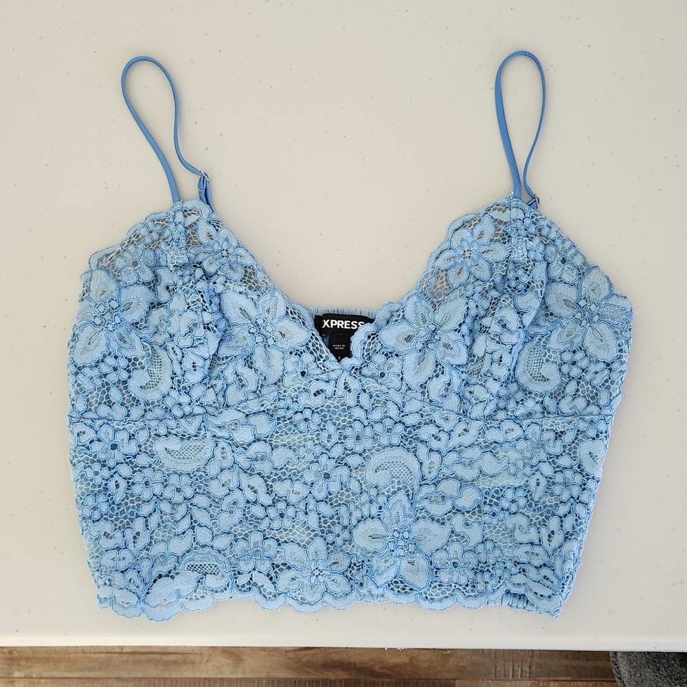 Express Light Blue Lace Cami Top, Size Small